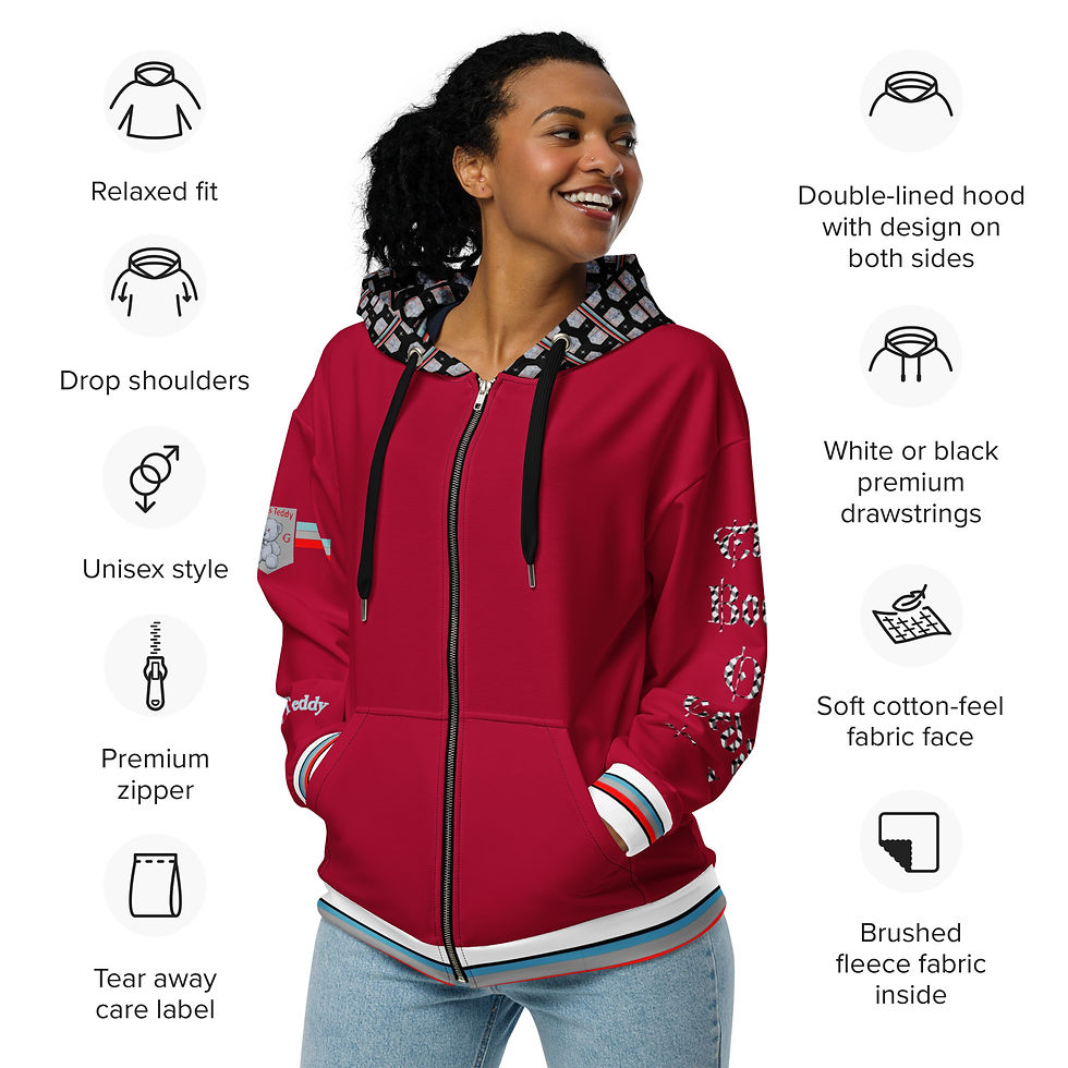 Thumbnail: Teddy Print hoodie red