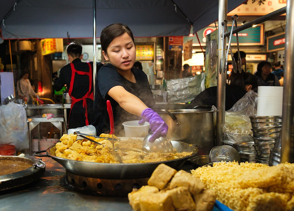 Street food stinky tofu in Taipei