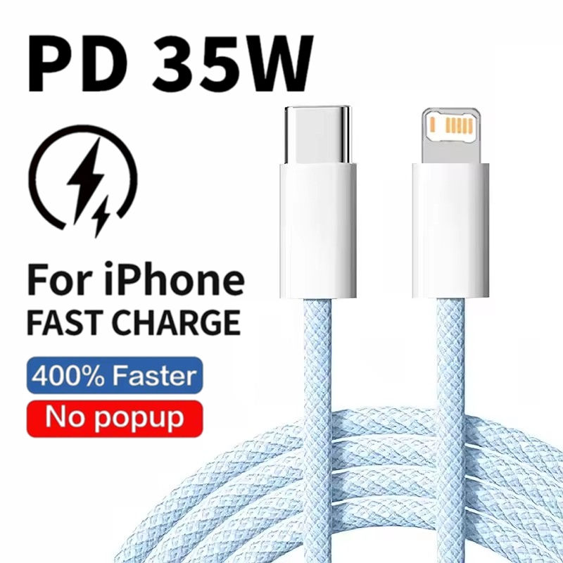 Thumbnail: Braided 35W Fast Charge PD Cable For iPhone 13 14 Pro Max 11 12 mini X XR XS Max