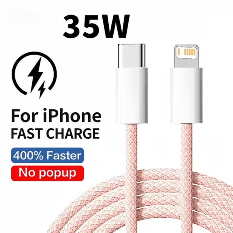 Thumbnail: Braided 35W Fast Charge PD Cable For iPhone 13 14 Pro Max 11 12 mini X XR XS Max