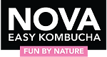 NOVA Easy Kombucha logo with modern, bright typography, indicating a small-batch fermented tea brand