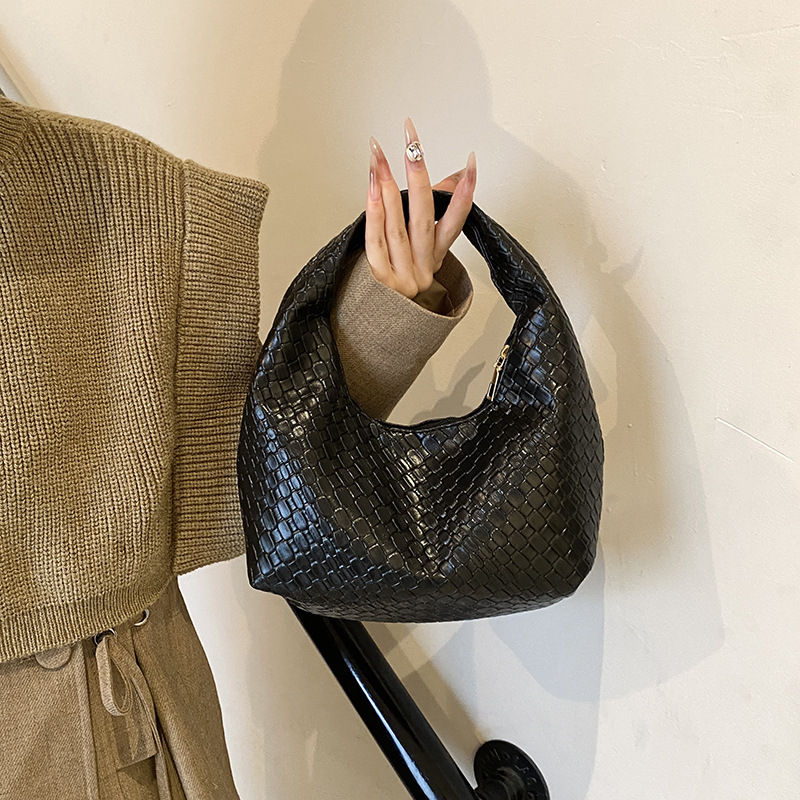 Bolsa de ombro macia feminina moda tecido hobo bolsa de couro de grande capacida