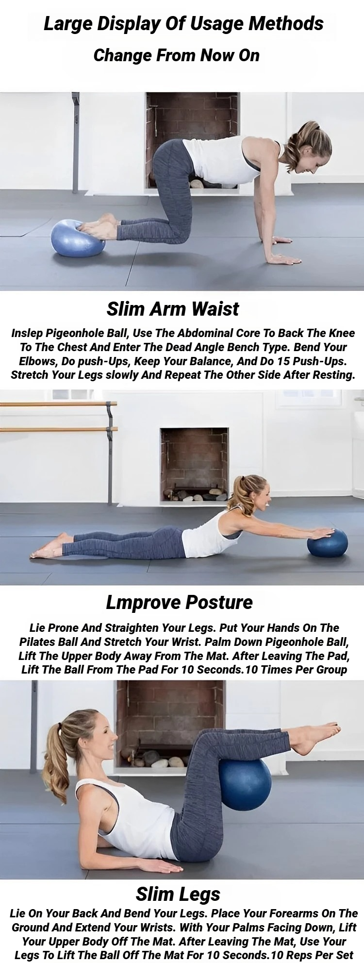 Thumbnail: 25CM New Yoga Pilates Ball Exercise Gymnastic Fitness Balance Gym Core Indoor Tr