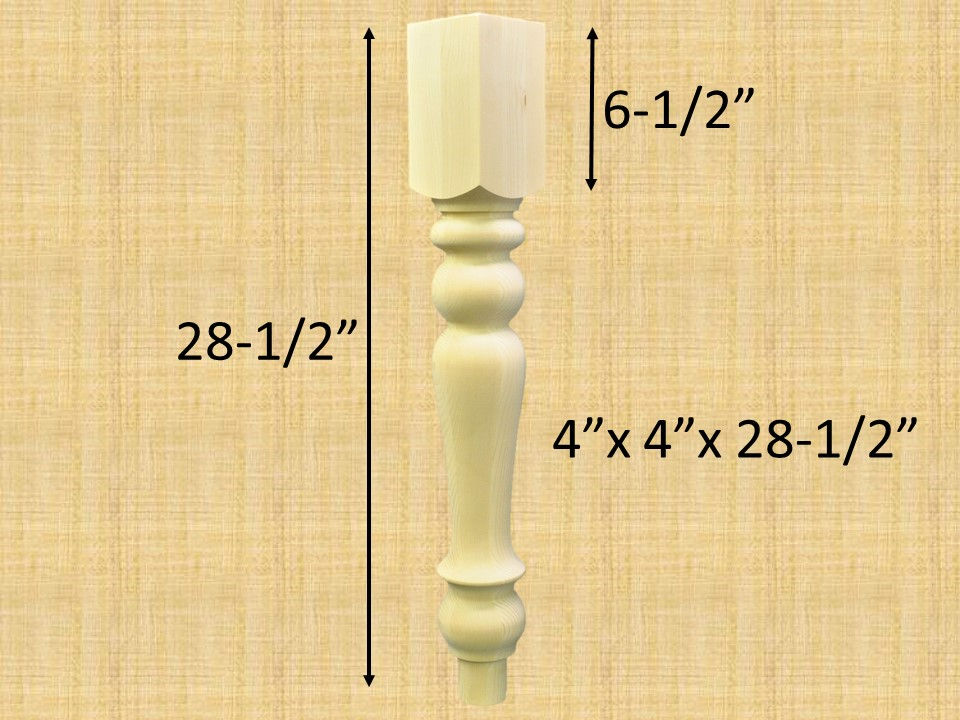 Thumbnail: Chunky Farmhouse Dining Table Legs 4" X 4" X 28.5"   ( Set of 4 Legs )