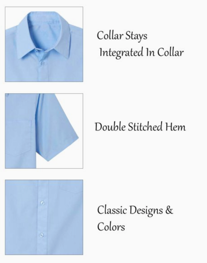 Thumbnail: Boys Short Sleeve Casual Dress School Uniform Shirts