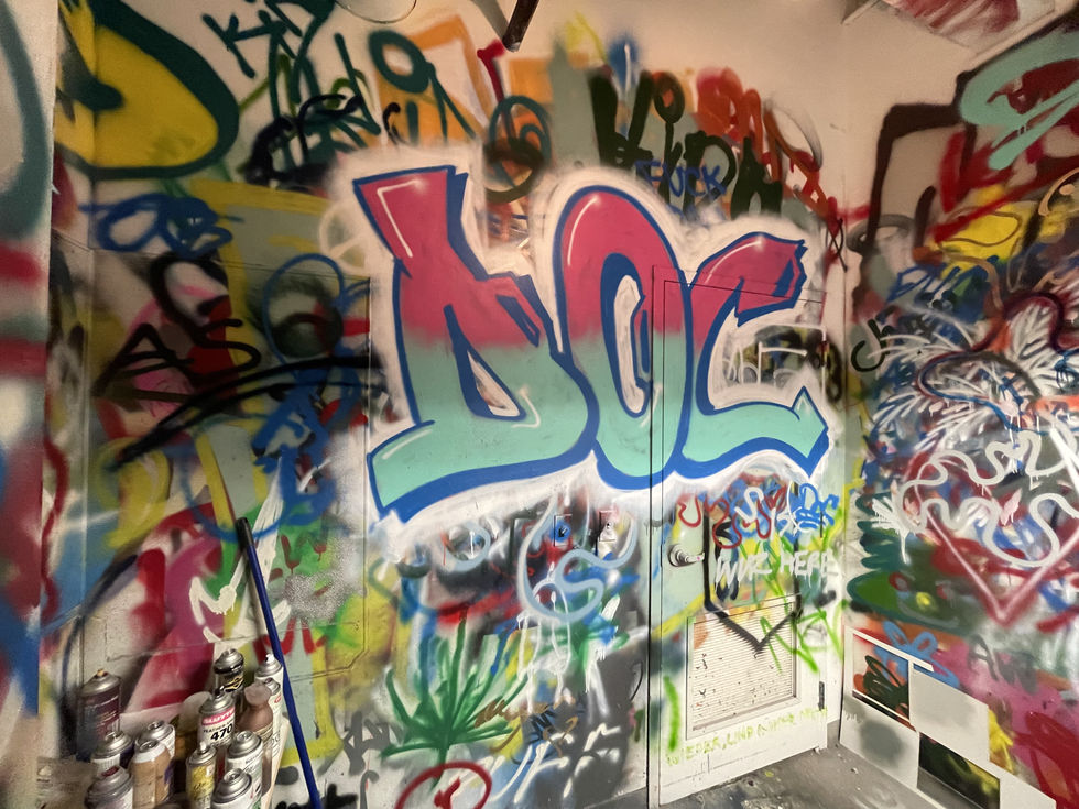 "Doc" - Spray Painted Spray Room Mural Context