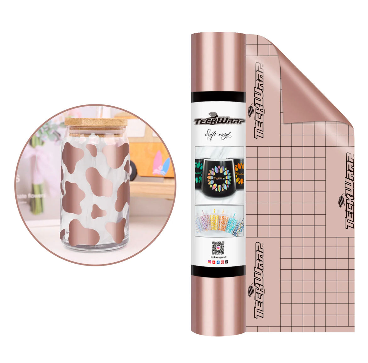 Rose Gold Gloss Economical Teckwrap Self Adhesive Vinyl