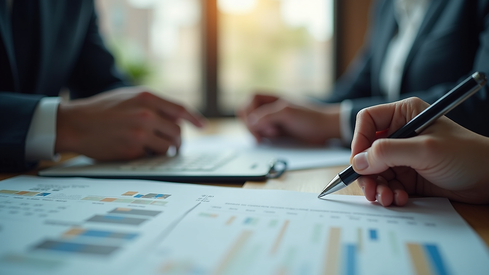 Eye-level view of a financial planner discussing investment strategies
