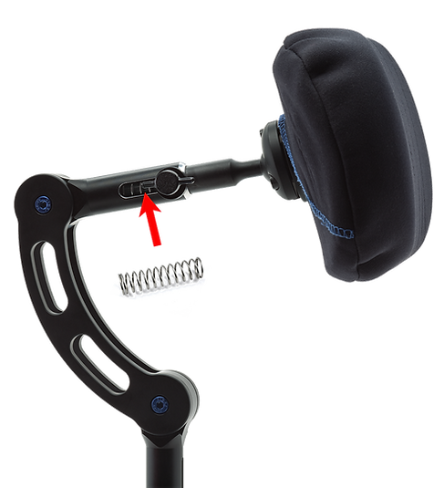 A twin headrest hardware with arrow pointing to Dynamic Spring
