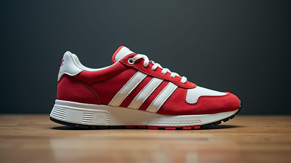 Eye-level view of a legendary sports shoe on display