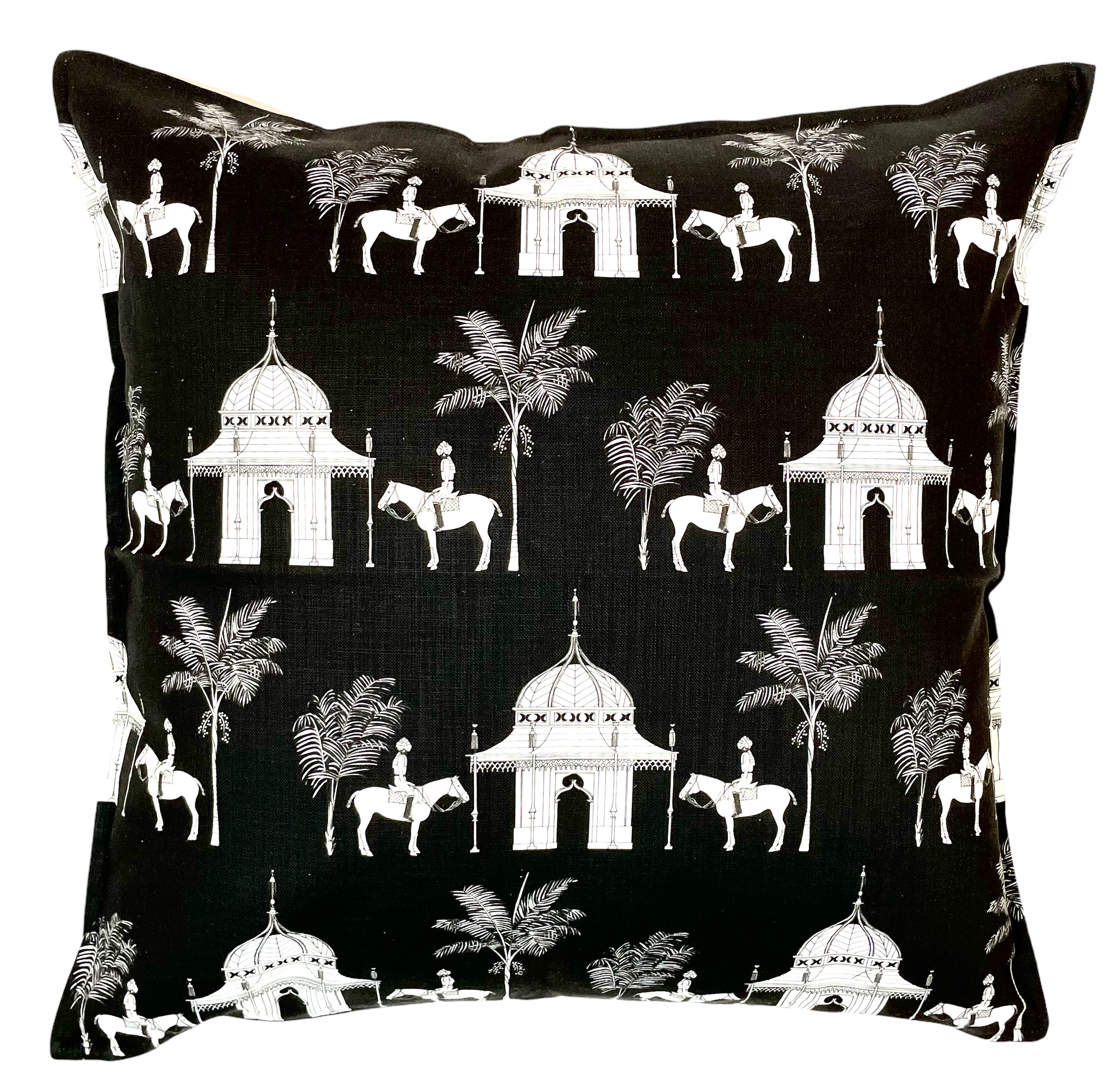 POLO PONIES & PALMS 26" Square - Black