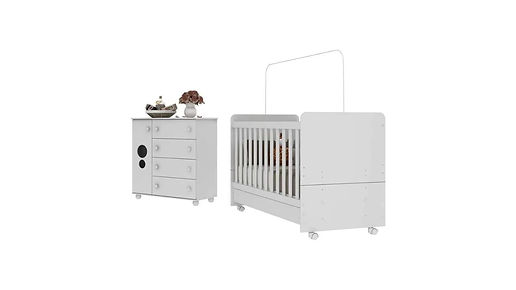 Quarto Infantil Berço com Colchão Incluso e Cômoda Pimpolho Multimóveis Branco (6).jpg