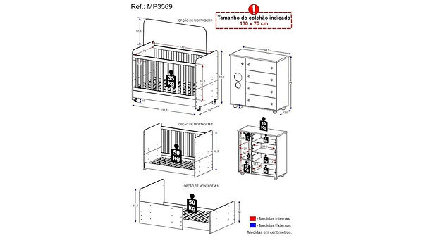 Quarto Infantil Berço com Colchão Incluso e Cômoda Pimpolho Multimóveis Branco (2).jpg