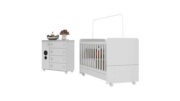 Quarto Infantil Berço com Colchão Incluso e Cômoda Pimpolho Multimóveis Branco (3).jpg