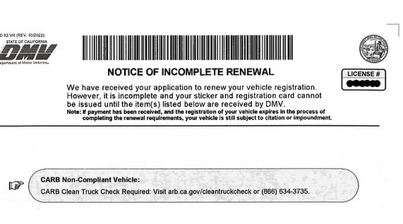 DMV Registration Non-Compliant
