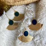 boucle d'oreille vert fonce et bleu mari