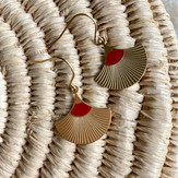 boucle d'oreille eventail rouge dore sim