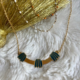 collier 3 orange blanc feuillage vert si
