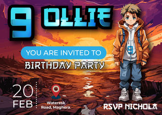 Ollies 9th birthday Invite