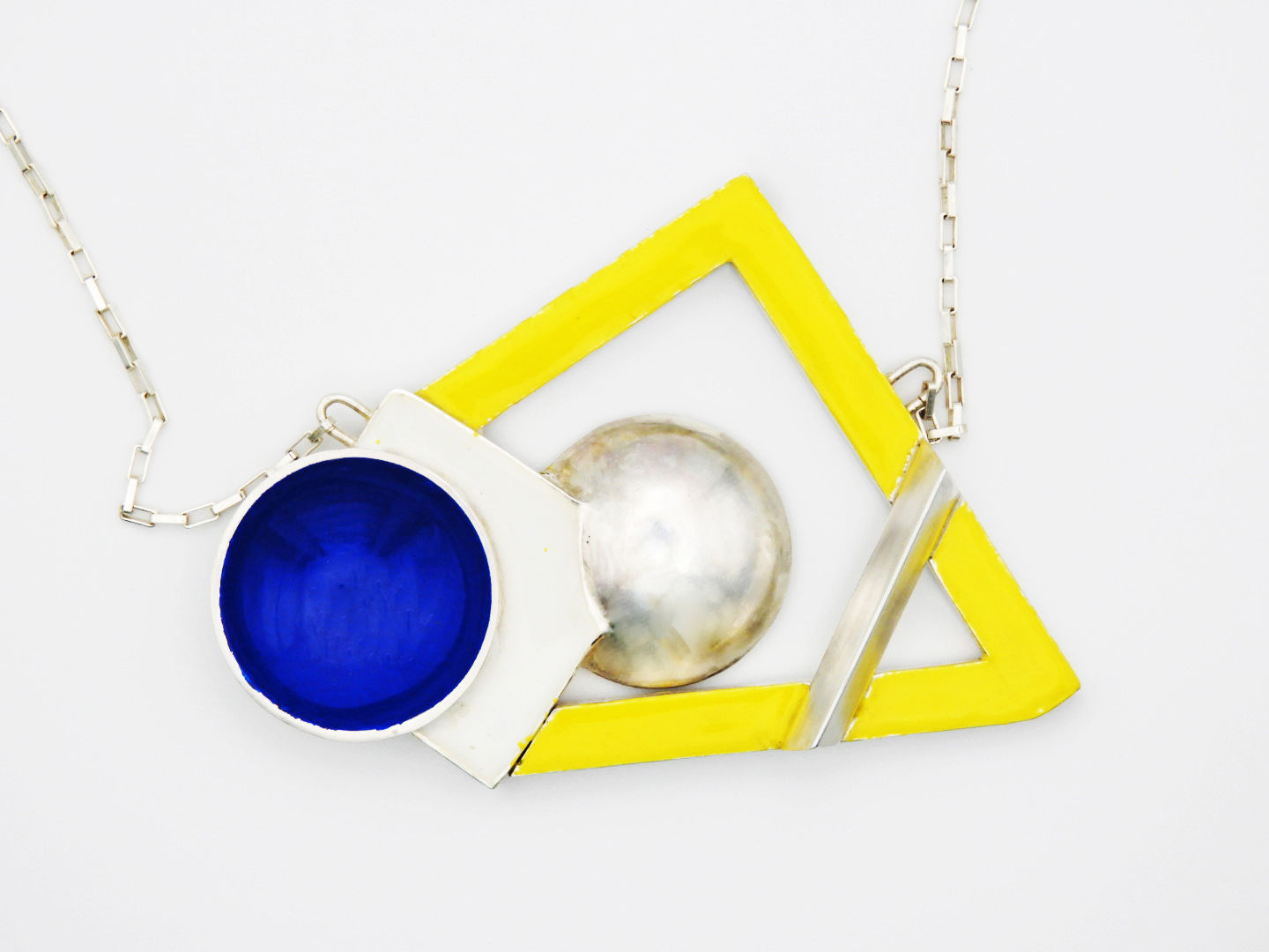 Silver geometric statement necklace