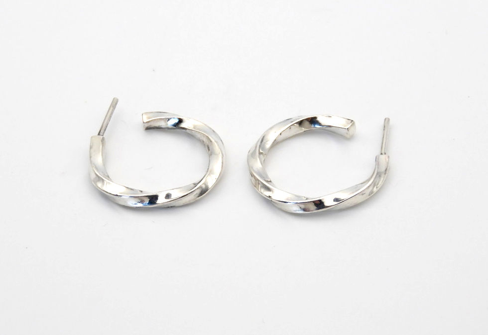 Silver twisted hoops earrings