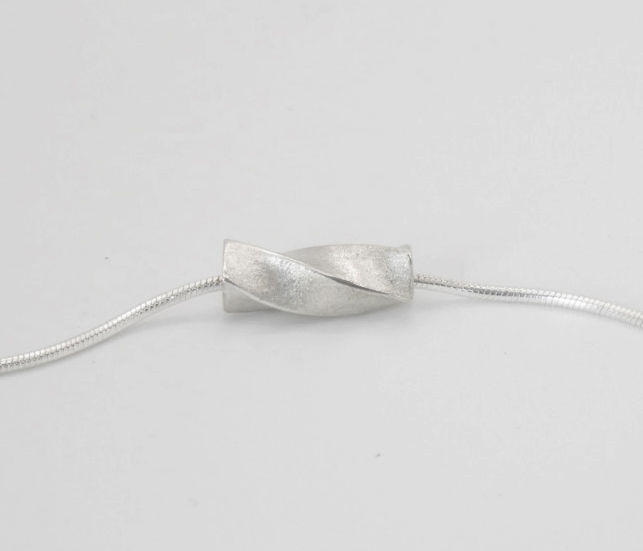 Twisted silver necklace with silver chain