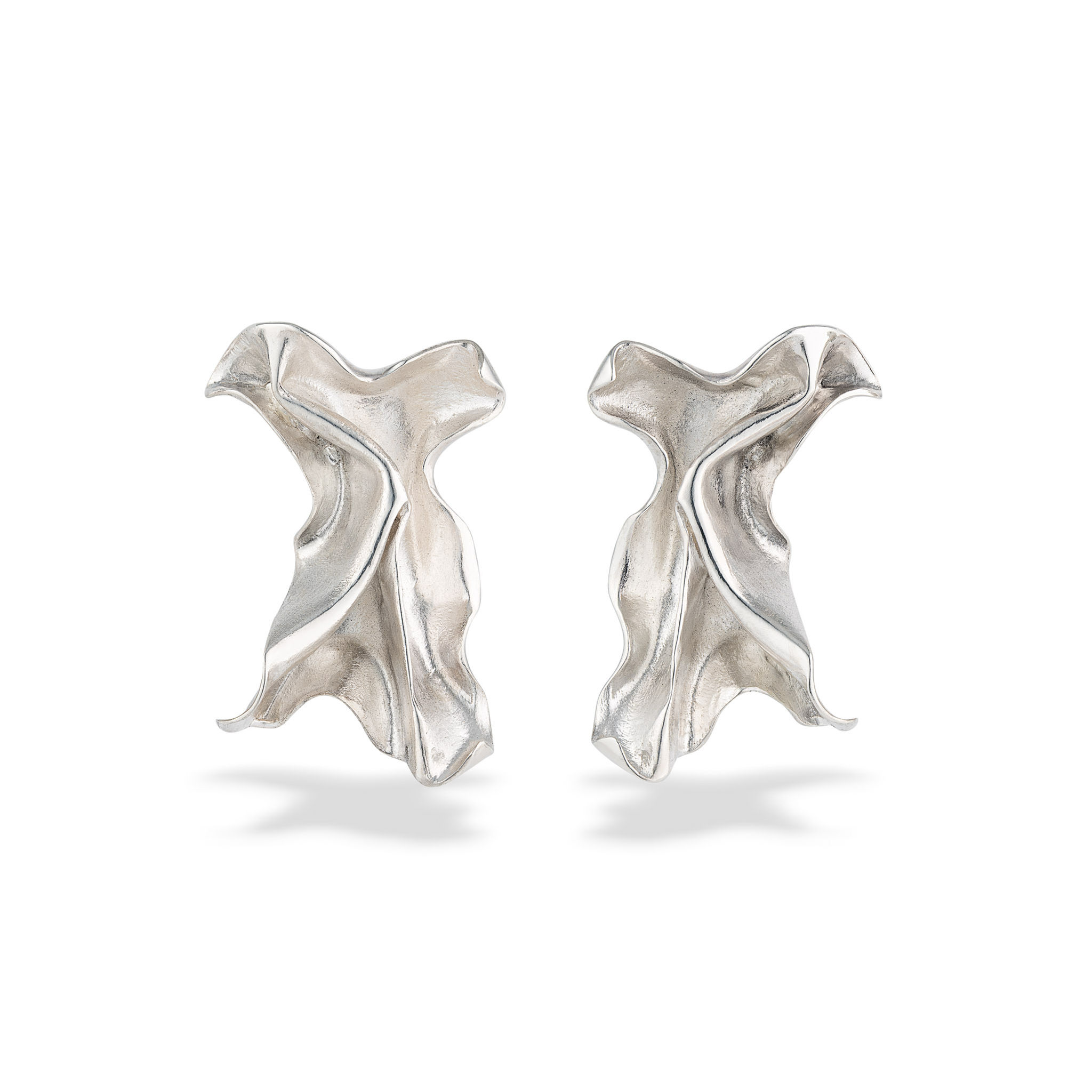 Floating textile Silver earrings