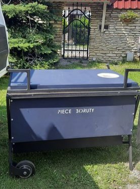 Poziomy. Piec do Raku. Otwierany od góry. Gazowy Piec do ceramiki. Granatowy.Piece Boruty