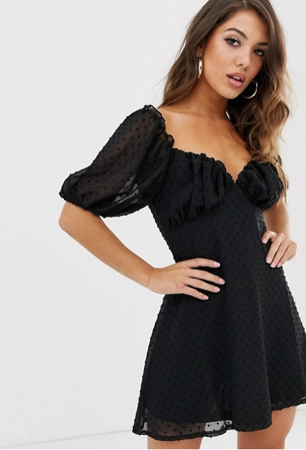 asos black linen dress