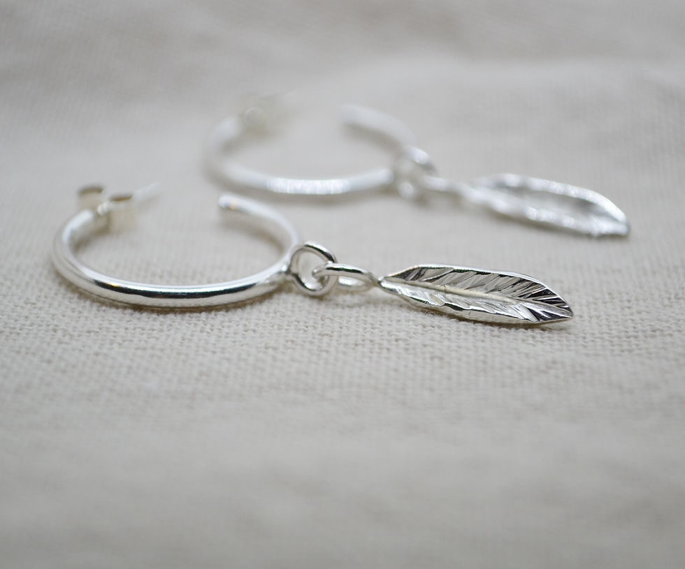 Thumbnail: Leaf Hoop Earrings 