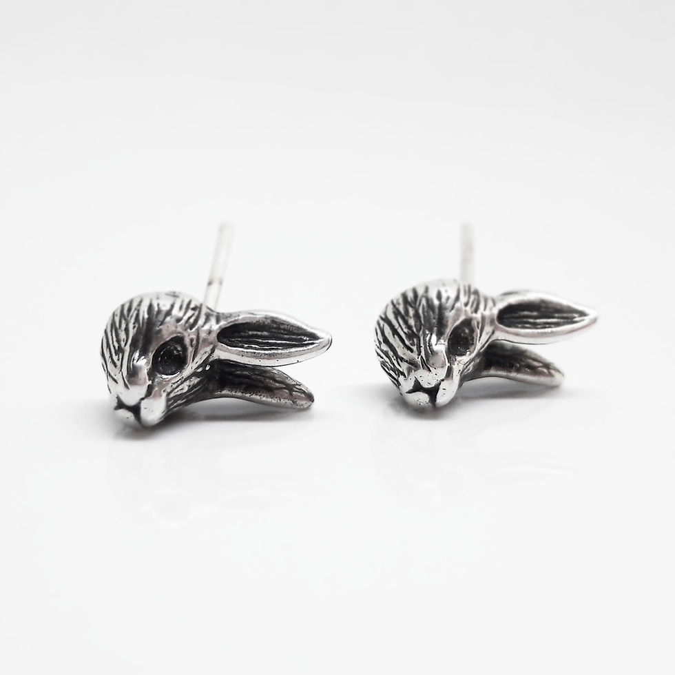 Thumbnail: Silver Rabbit Stud Earrings