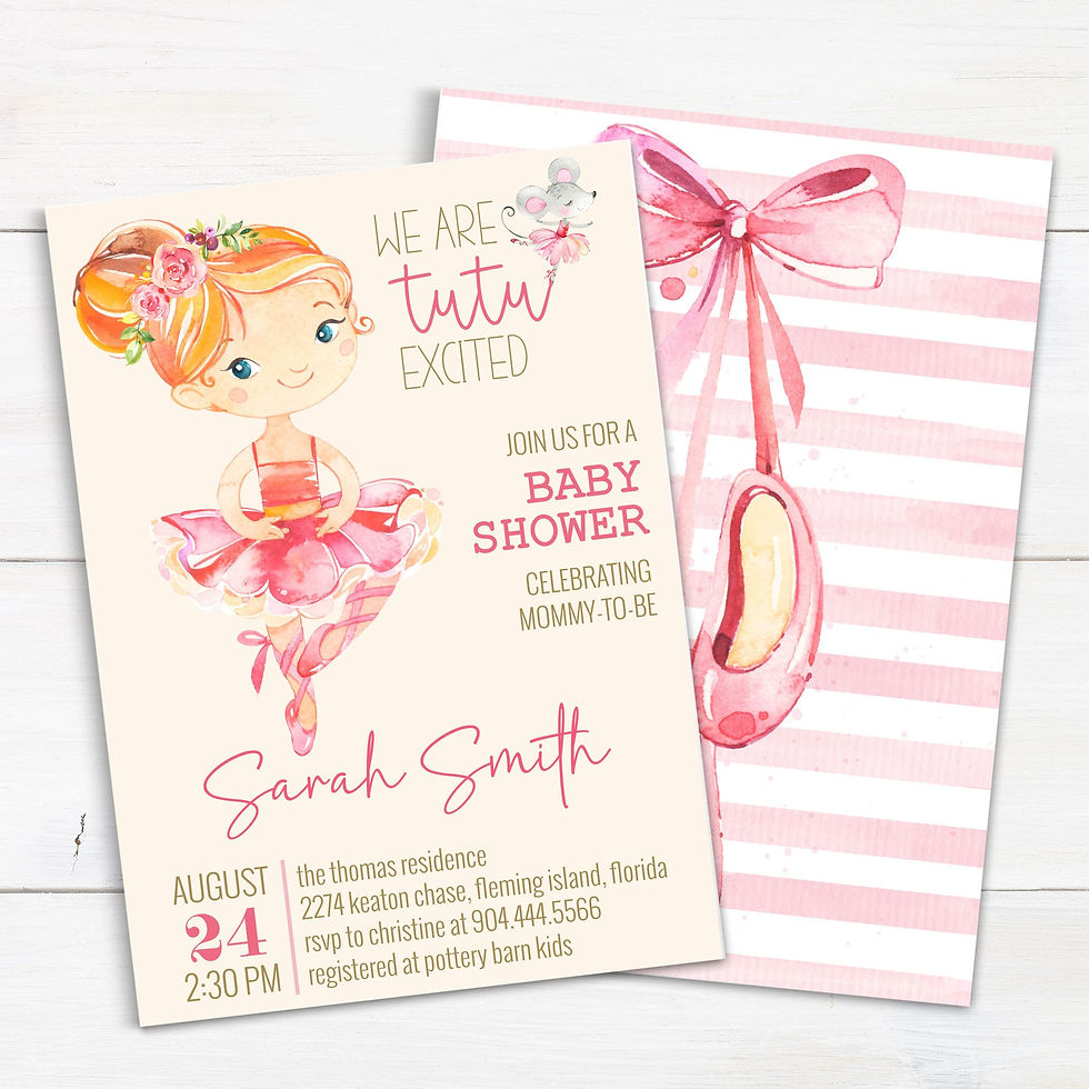 Thumbnail: Editable BALLERINA TUTU excited - Baby Shower - Invitation and Party Decor Set