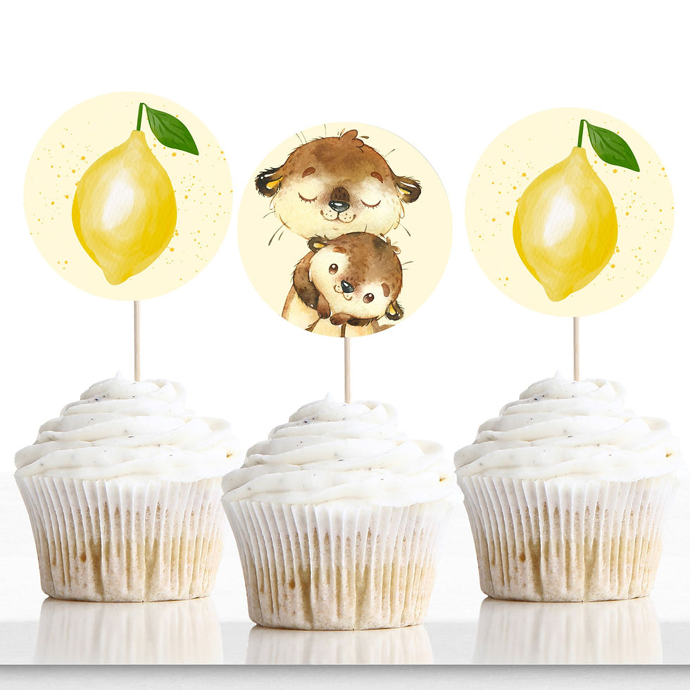 Thumbnail: LEMONS - Main Squeeze - Baby Shower - Invitation and Party Decor Set - otter