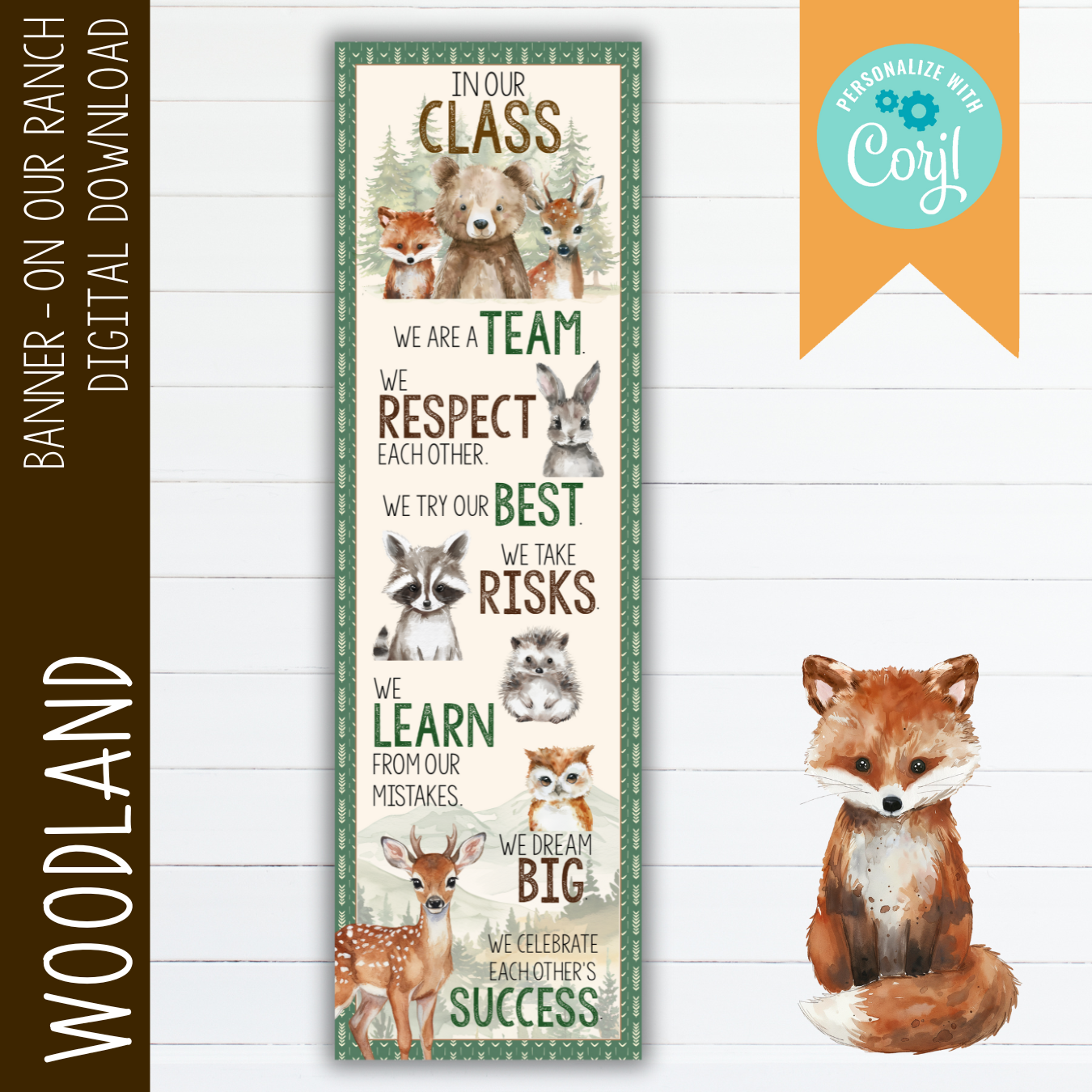 Woodland Classroom Decor | In Our Class XLG Banner | Calm Neutral Forest Theme