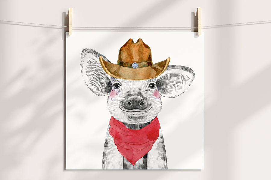 inspire me studios - western - giddy up animals - kid nursey room wall decor - piggy wall