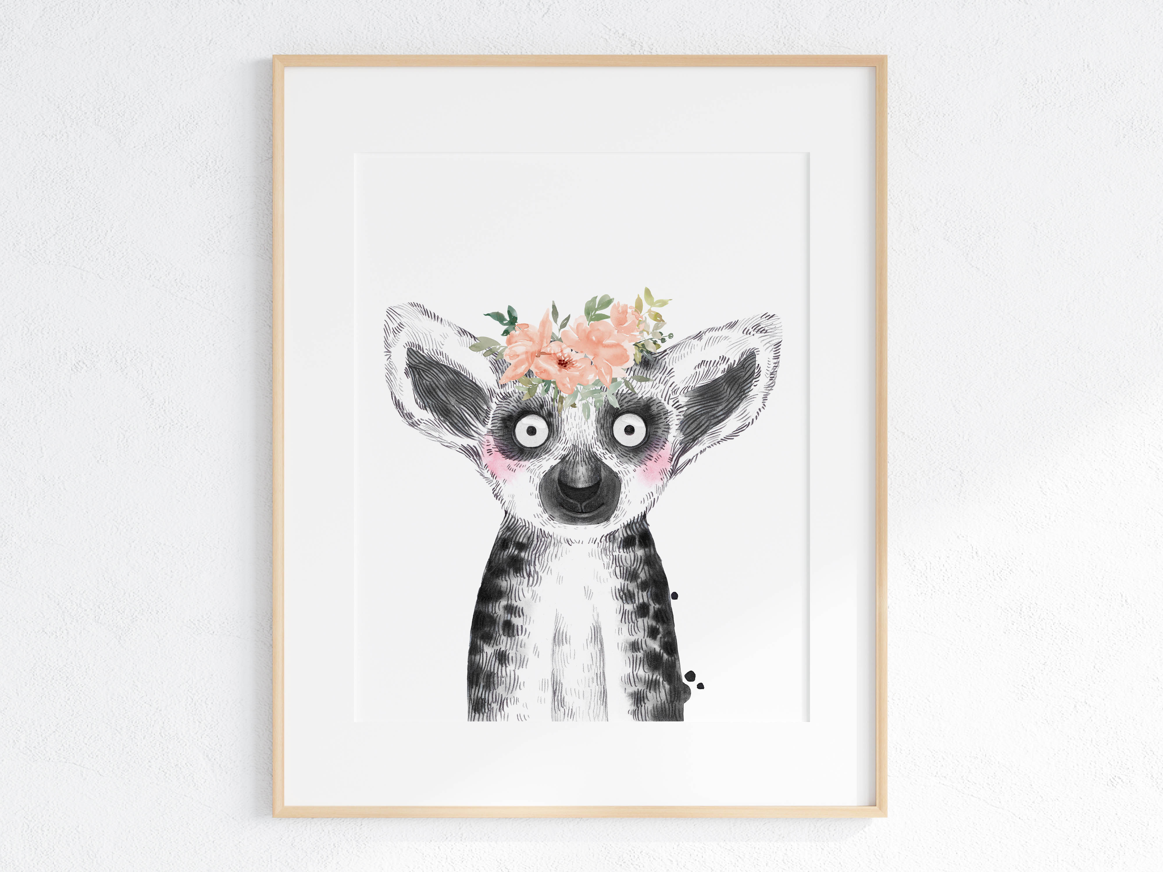 floral - peach lush - animal print - lemur