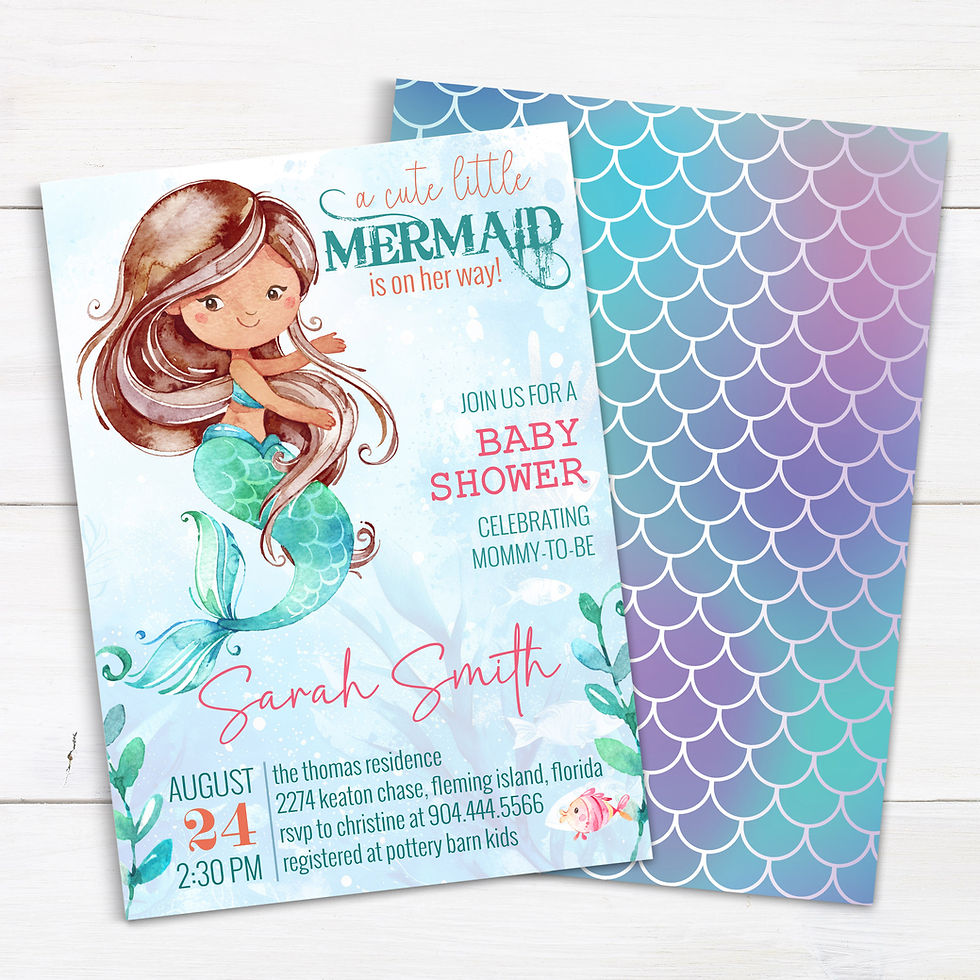 Thumbnail: Mermaid Baby Shower Invitation • Under the Sea • Editable Corjl Template
