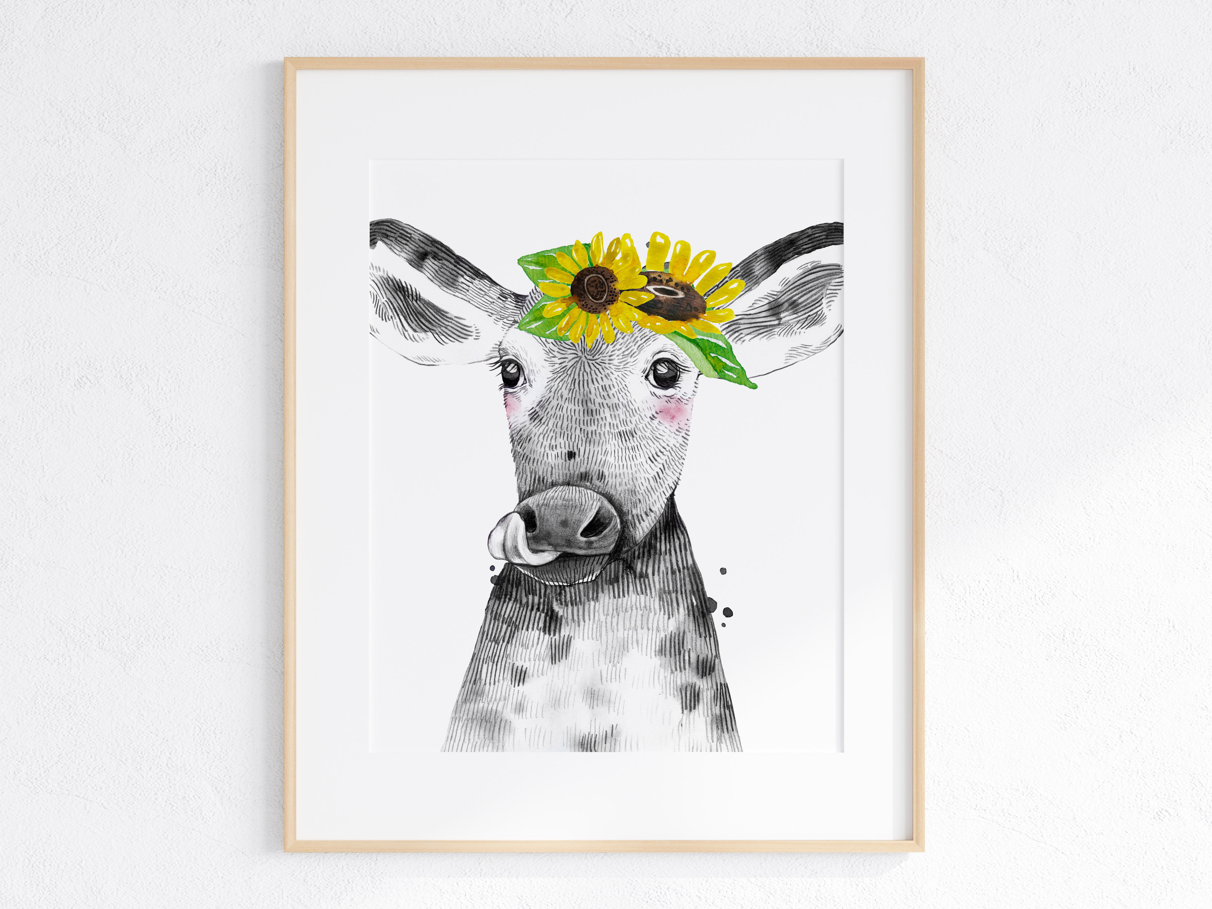 sunflower farm - animal print - calf