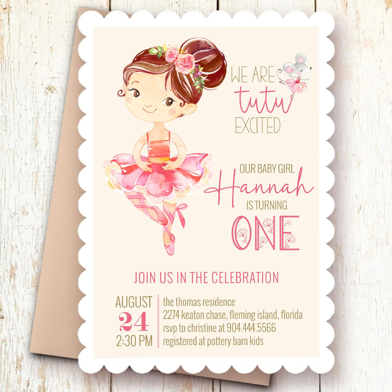 Editable Ballerina TUTU - 1st Birthday - Invitation and Party Decor Set