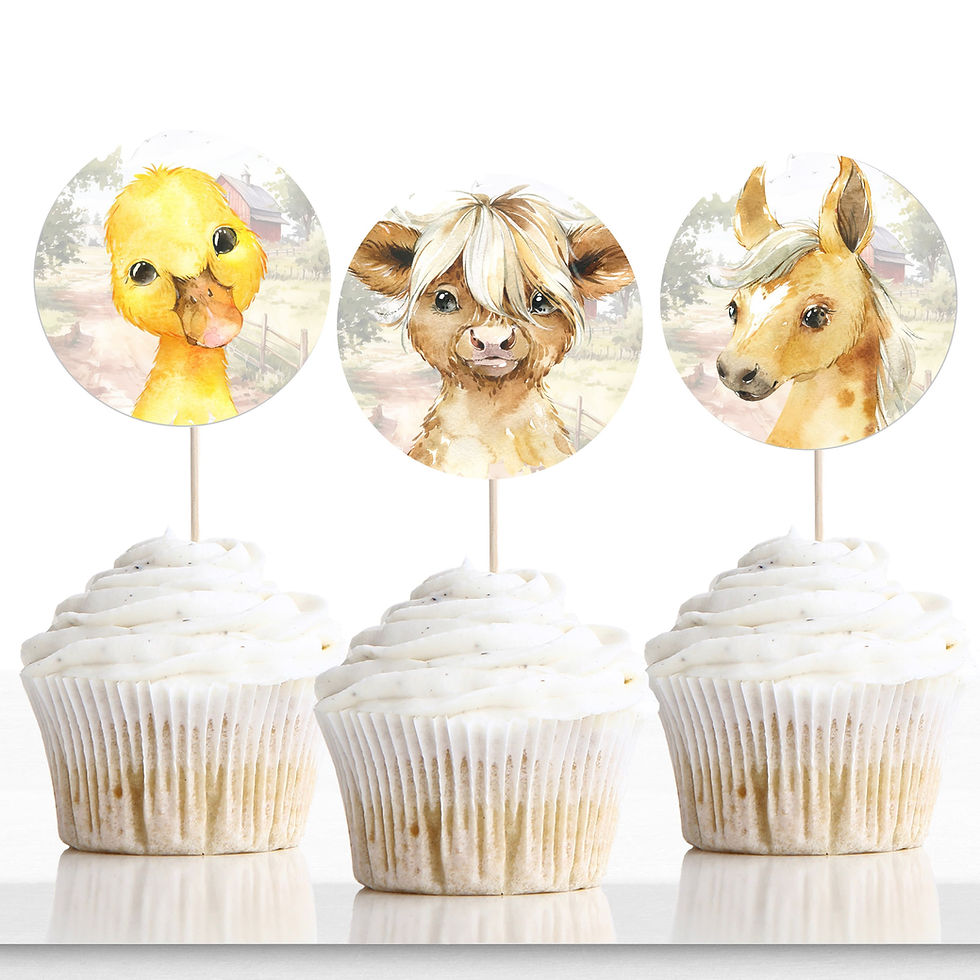 Thumbnail: FARM animals - Baby Shower - Invitation and Party Decor Set