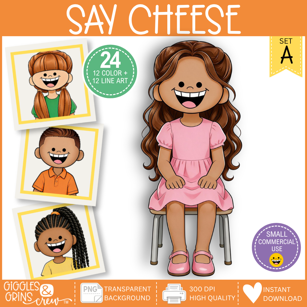 Say Cheese commercial use school picture day clip art bundle for teacher creators
