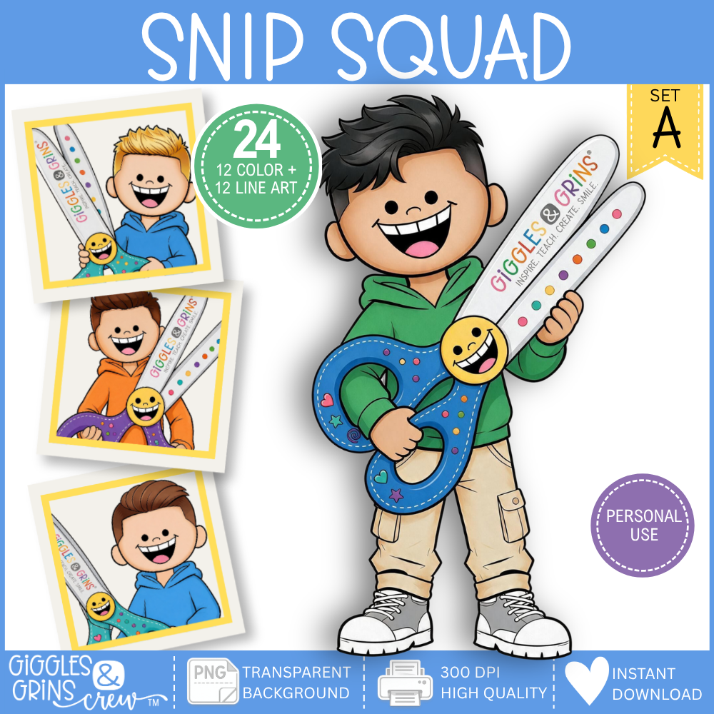 Snip Squad – Boys with Scissors Clip Art