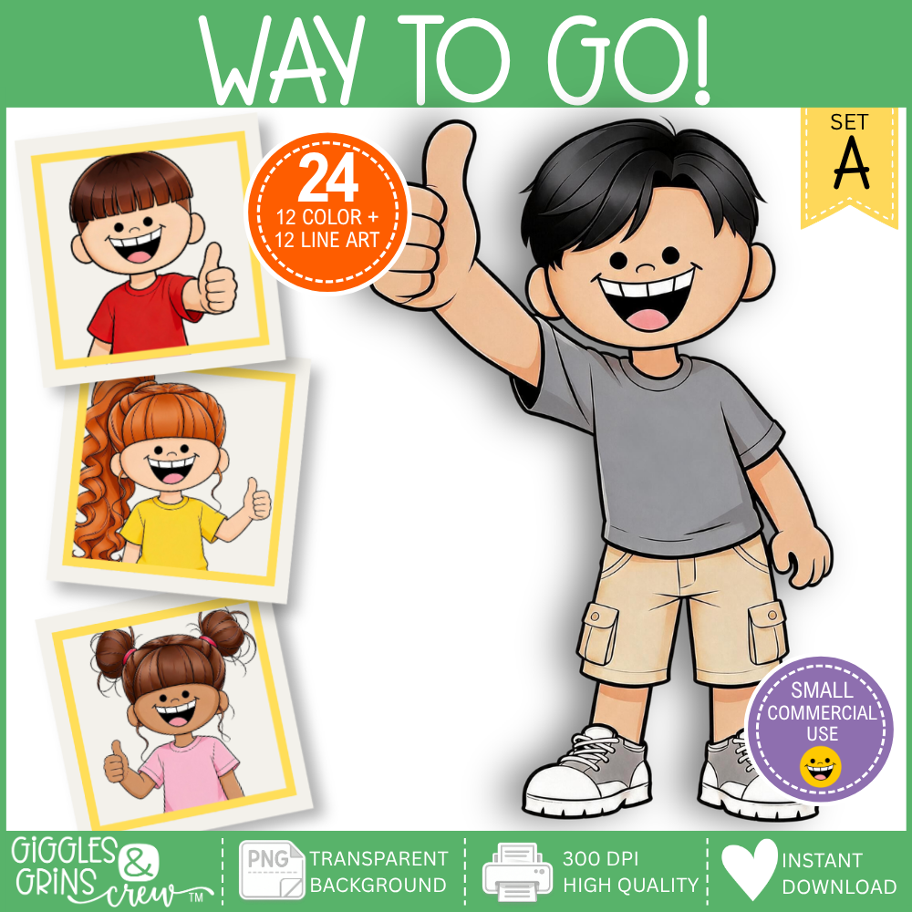 Way to Go Kids - Thumbs Up Clip Art | Commercial Use Bundle
