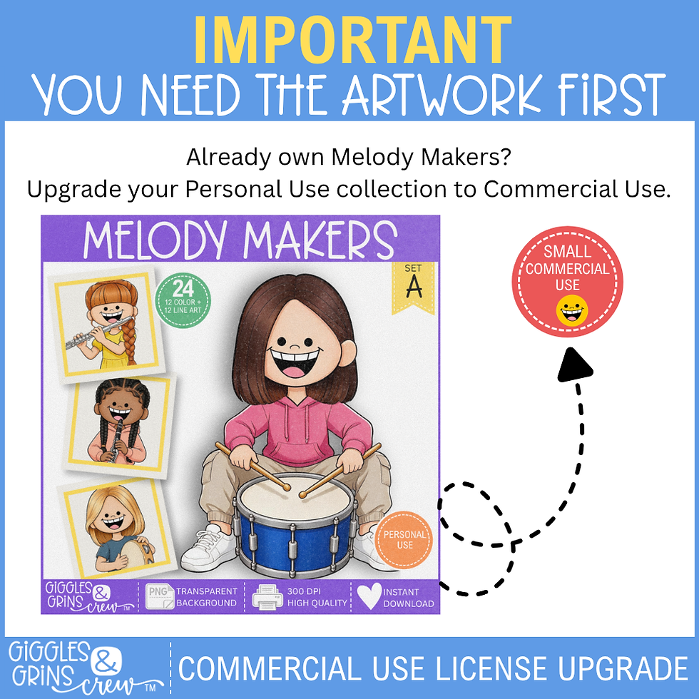 Melody Makers girls with instruments clip art - commercial use license upgrade