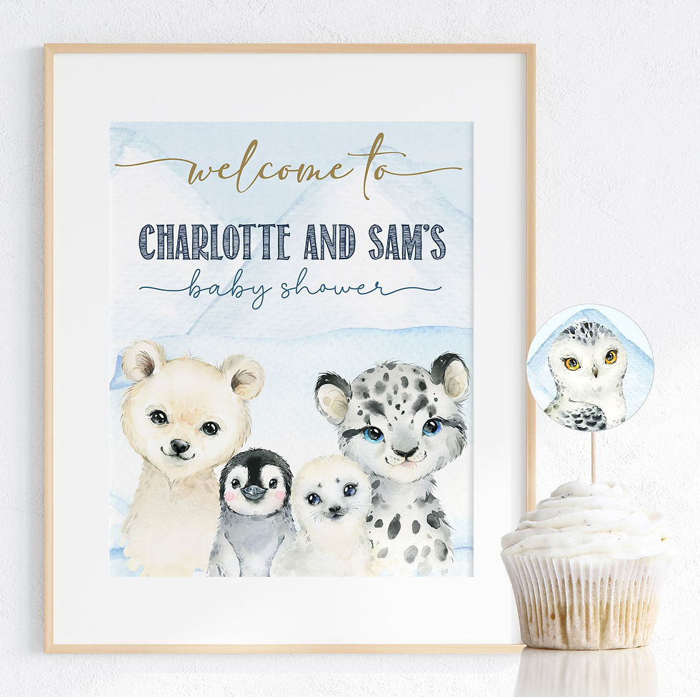 Thumbnail: ARCTIC animals - Baby Shower - Invitation and Party Decor Set