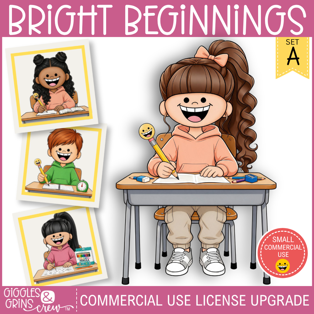 Bright Beginnings – Girls at Desks | Commercial Use License Upgrade