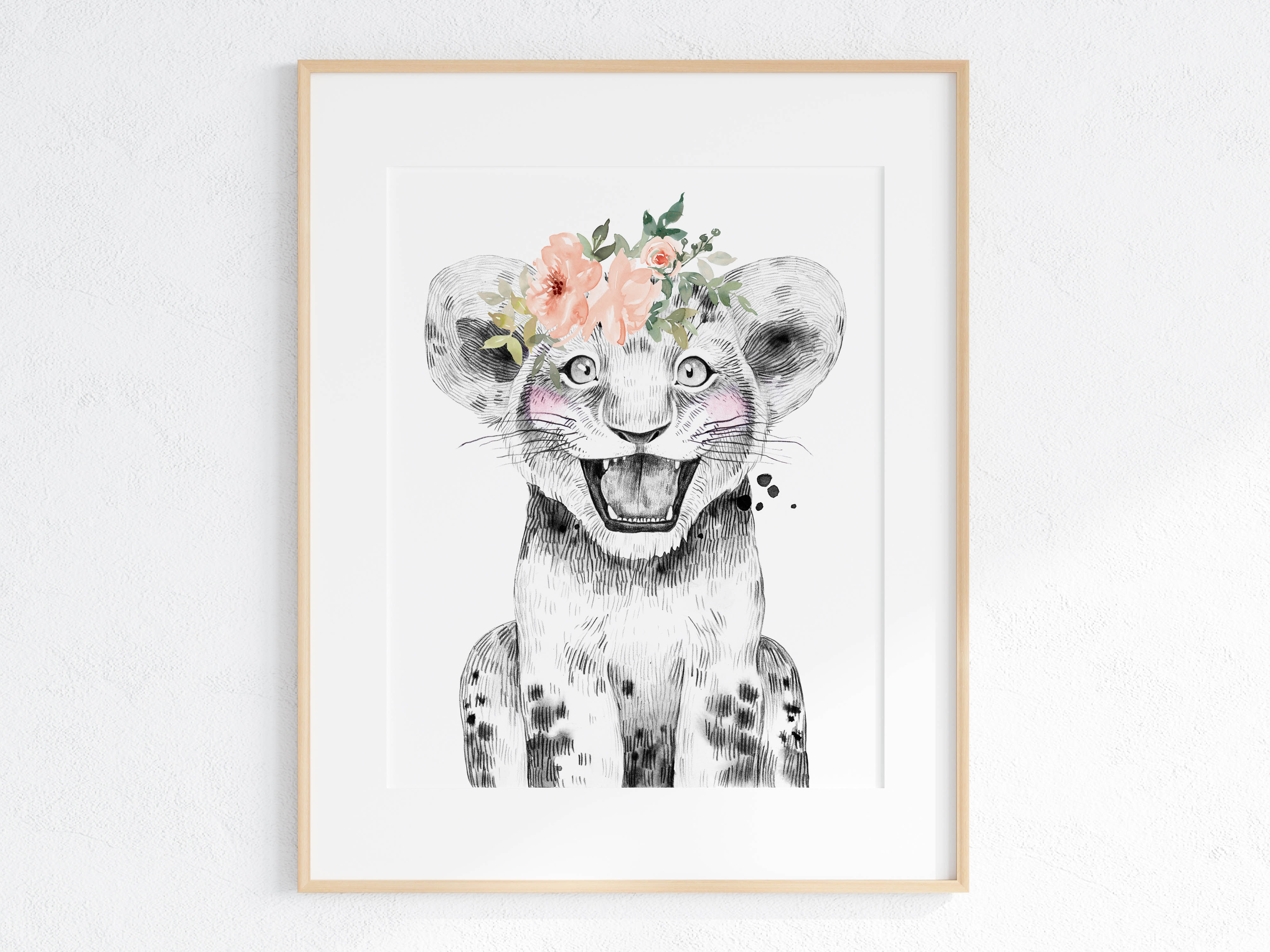 floral - peach lush - animal print - lion