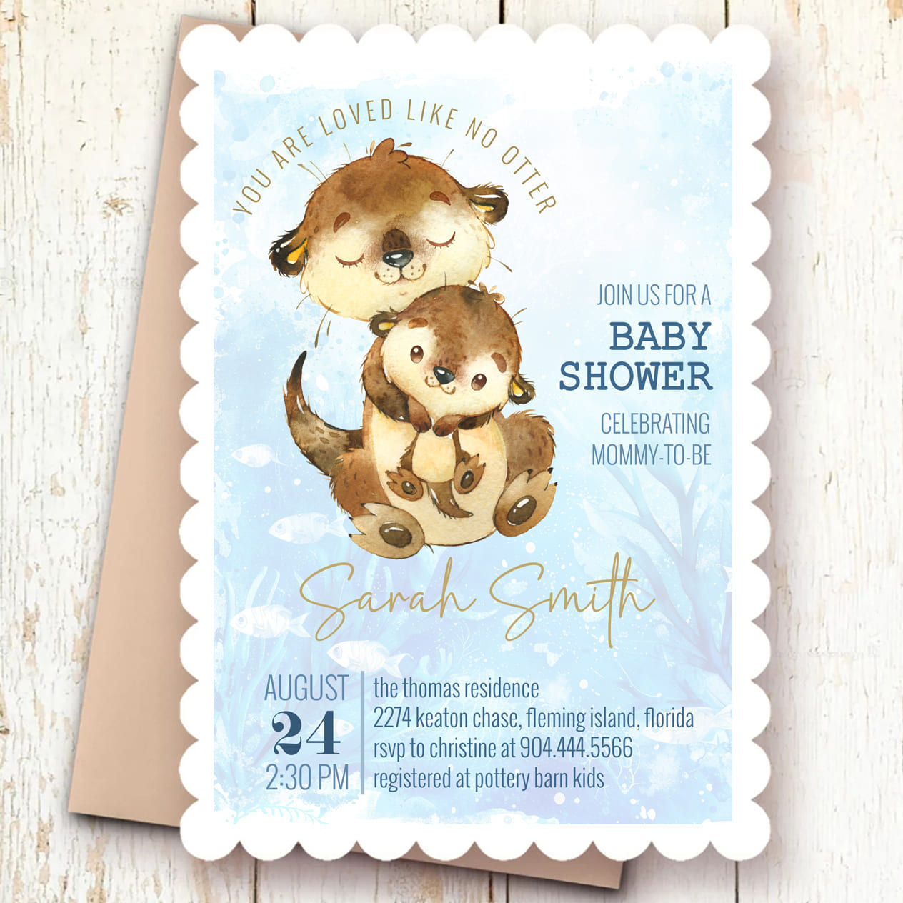 OTTER - Loved Like No OTTER - Baby Shower - Invitation and Party Decor Set