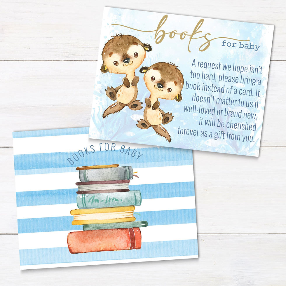 Thumbnail: TWINS - OTTERS - Baby Shower - Invitation and Party Decor Set