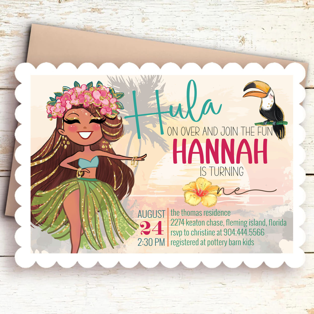 Aloha - Hula Girl First Birthday Invitation • Instant Download with Corjl